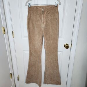 We The Free Flare High Waist Corduroy Pants Size 28 Beige Tan